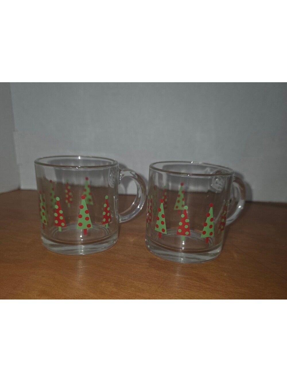 Set of two vintage luminarc Christmas mugs with Christmas trees
